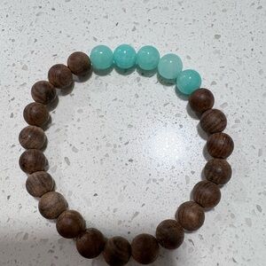 SandalWood and Aqua Beaded Bracelet